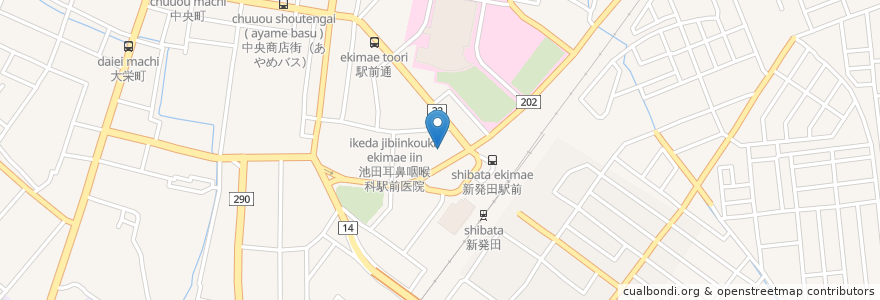 Mapa de ubicacion de ひらた内科 en 日本, 新潟県, 新発田市.