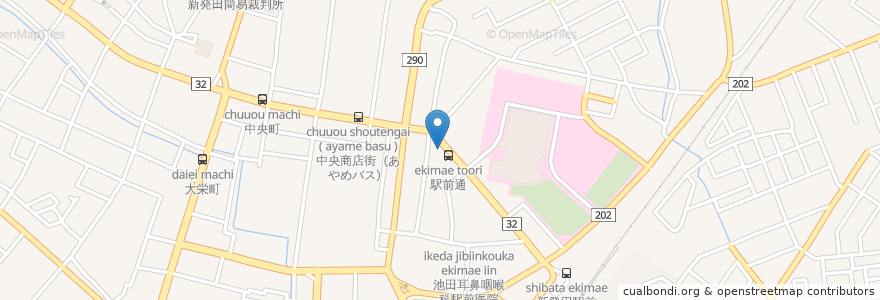Mapa de ubicacion de まちカフェりんく en 日本, 新潟県, 新発田市.