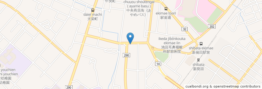 Mapa de ubicacion de 食堂 あい松 en Japonya, 新潟県, 新発田市.