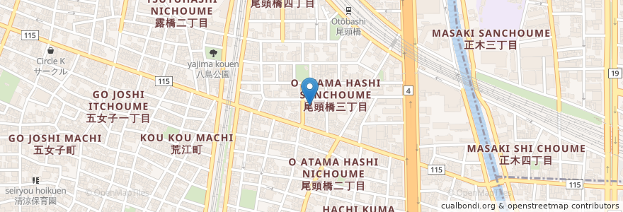 Mapa de ubicacion de kichen マーシーズ en 일본, 아이치현, 나고야 시, 中川区.