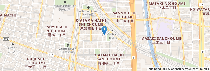 Mapa de ubicacion de バーベキューハウスホルモン en اليابان, 愛知県, 名古屋市, 中川区.