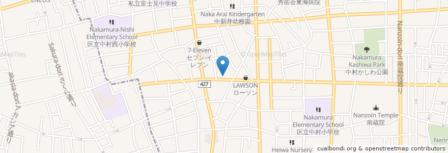 Mapa de ubicacion de 中村三丁目皮フ科 en Japão, Tóquio, 練馬区.