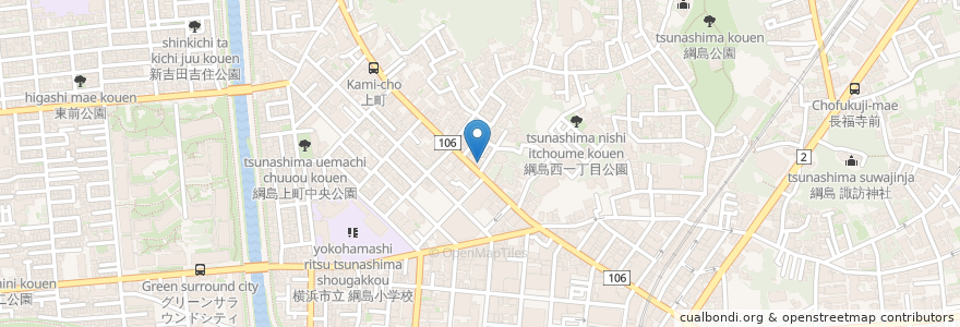 Mapa de ubicacion de オムライスのひまわり en Japan, Präfektur Kanagawa, Yokohama, 港北区.