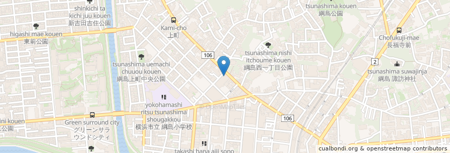 Mapa de ubicacion de かごの屋 en Japão, 神奈川県, 横浜市, 港北区.