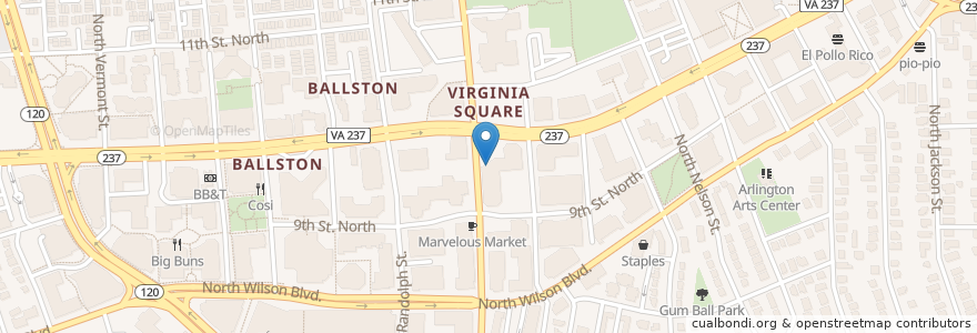 Mapa de ubicacion de Kabob house en Vereinigte Staaten Von Amerika, Virginia, Arlington County, Arlington.