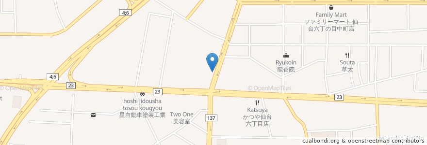 Mapa de ubicacion de 健生薬局 en اليابان, 宮城県, 仙台市, 若林区.