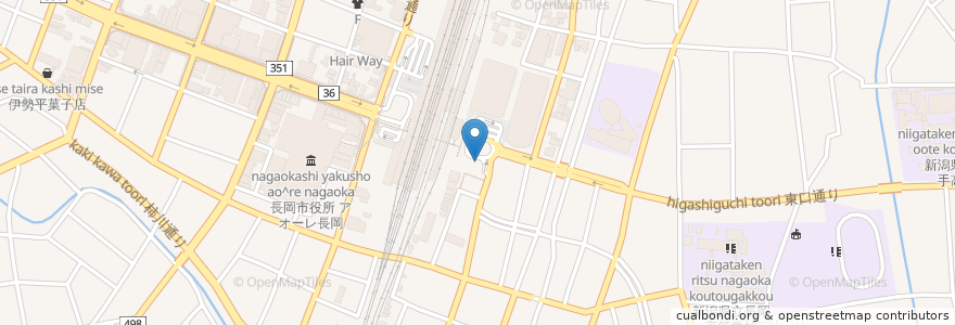 Mapa de ubicacion de 長岡駅東口地下自転車駐車場 en اليابان, 新潟県, 長岡市.
