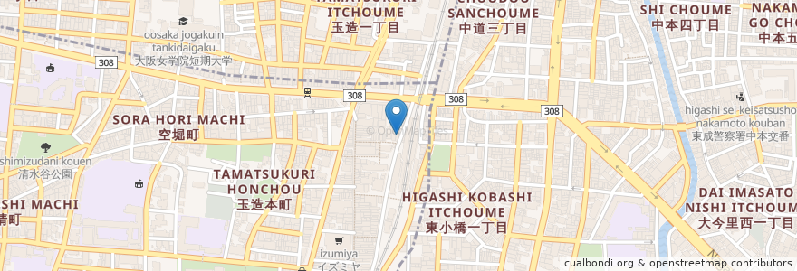 Mapa de ubicacion de ESS音楽学院専門学校 en Giappone, Prefettura Di Osaka, 大阪市, 東成区.