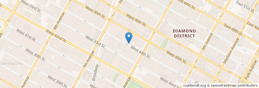 Mapa de ubicacion de cafe un deux trois en 美利坚合众国/美利堅合眾國, 纽约州 / 紐約州, 纽约, 纽约县, Manhattan, Manhattan Community Board 5.