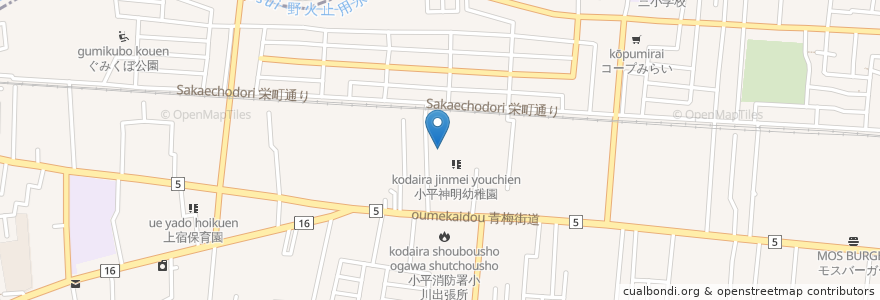 Mapa de ubicacion de 小平神明宮 en Japão, Tóquio, 小平市.