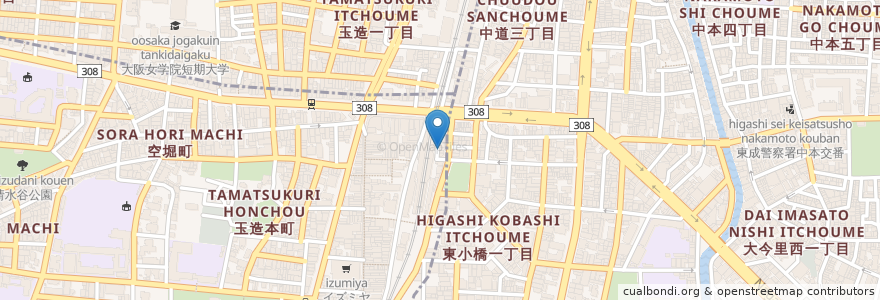 Mapa de ubicacion de はなぶさ歯科クリニック en 日本, 大阪府, 大阪市, 東成区.