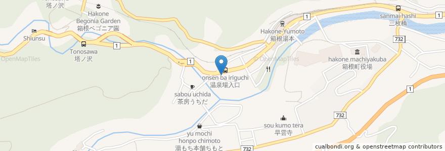 Mapa de ubicacion de 浪漫亭 en Japon, Préfecture De Kanagawa, 足柄下郡, 箱根町.