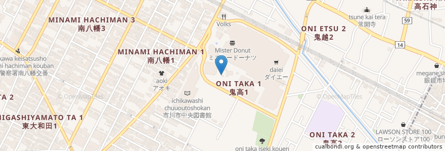 Mapa de ubicacion de おりひめ神社 en Japon, Préfecture De Chiba, 市川市.