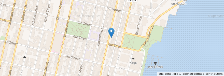 Mapa de ubicacion de Grimaldi's en Amerika Syarikat, New Jersey, Hudson County, Hoboken.