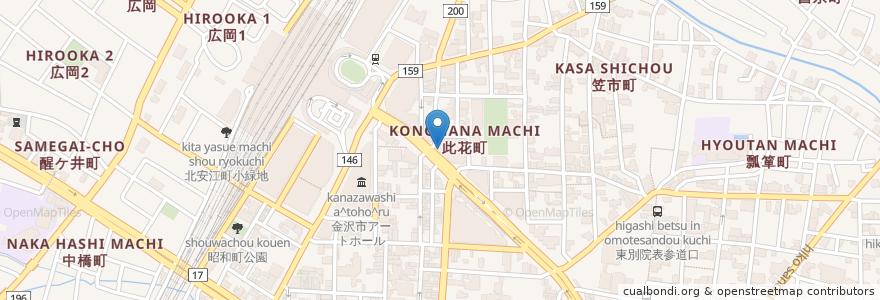 Mapa de ubicacion de 肉匠Jade金澤 en Japan, 石川県, 金沢市.