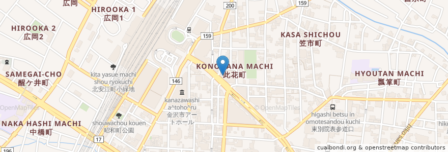 Mapa de ubicacion de 海ん中 en اليابان, إيشيكاوا, 金沢市.