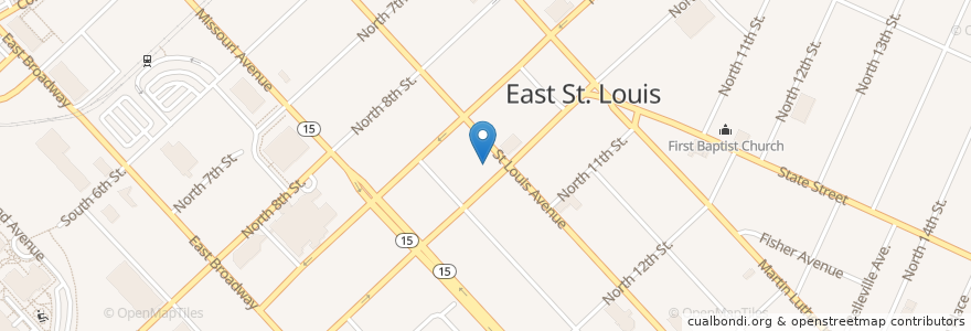Mapa de ubicacion de Ray's Restaurant en États-Unis D'Amérique, Illinois, East Saint Louis.