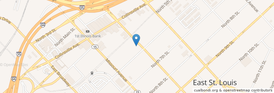 Mapa de ubicacion de Mink's Bar & Grill en 미국, 일리노이, East Saint Louis.
