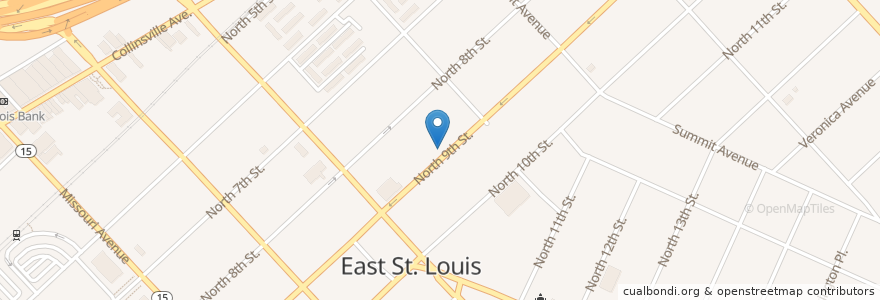 Mapa de ubicacion de Bethel Christian Worship Center en الولايات المتّحدة الأمريكيّة, إلينوي, East Saint Louis.
