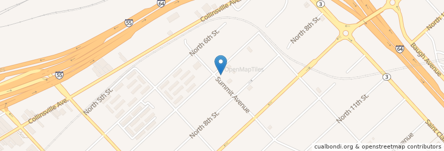 Mapa de ubicacion de The Family Center en アメリカ合衆国, イリノイ州, East Saint Louis.