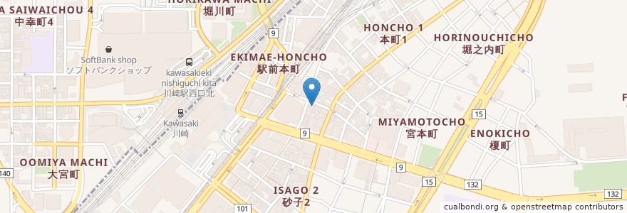 Mapa de ubicacion de 吉野家 en 일본, 가나가와현, 川崎市.