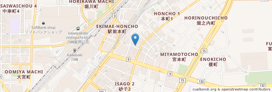Mapa de ubicacion de テング酒場 en Japon, Préfecture De Kanagawa, Kawasaki.