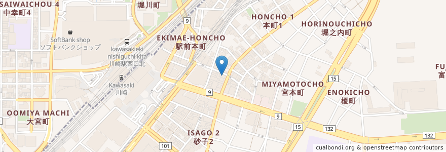 Mapa de ubicacion de 一軒め酒場 en Japan, Kanagawa Prefecture, Kawasaki.