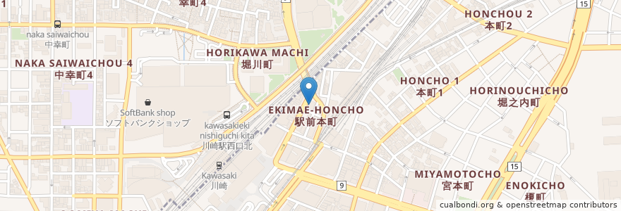 Mapa de ubicacion de 一軒め酒場 en Jepun, 神奈川県, 川崎市.