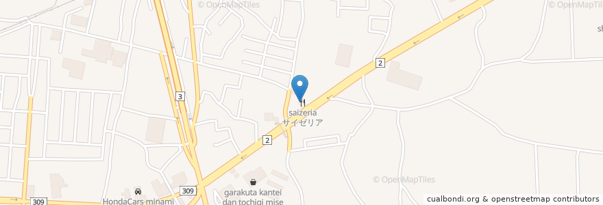 Mapa de ubicacion de サイゼリヤ en Japão, 栃木県, 栃木市.