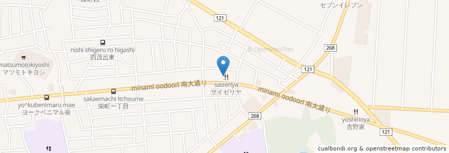 Mapa de ubicacion de サイゼリヤ en Japonya, 栃木県, 鹿沼市.