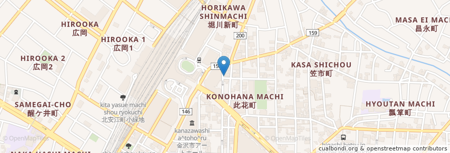 Mapa de ubicacion de 加賀料理 大名茶家 en Japão, 石川県, 金沢市.