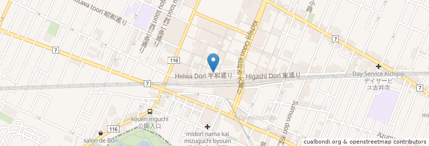 Mapa de ubicacion de 三千里薬品 en Japão, Tóquio, 武蔵野市.