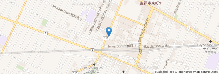 Mapa de ubicacion de 吉祥寺もろぼし耳鼻科 en Japonya, 東京都, 武蔵野市.