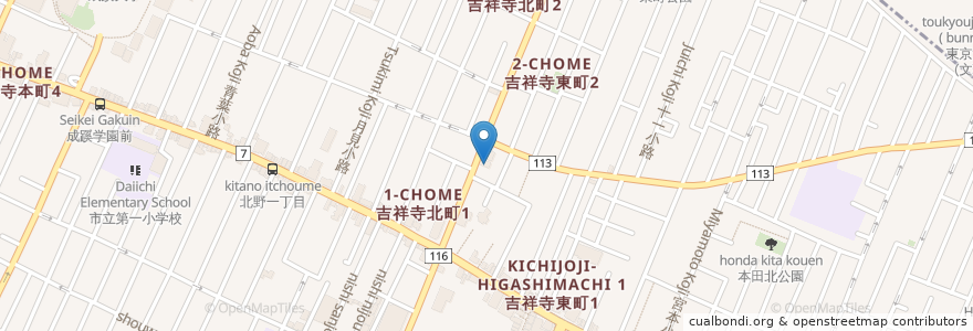 Mapa de ubicacion de 吉祥寺東方医院 en Japonya, 東京都, 武蔵野市.