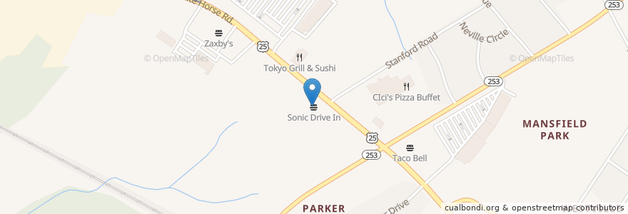 Mapa de ubicacion de Sonic en 미국, 사우스캐롤라이나, Greenville County, Parker.