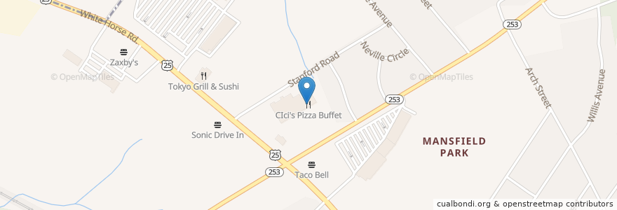 Mapa de ubicacion de CIci's Pizza Buffet en United States, South Carolina, Greenville County, Parker.
