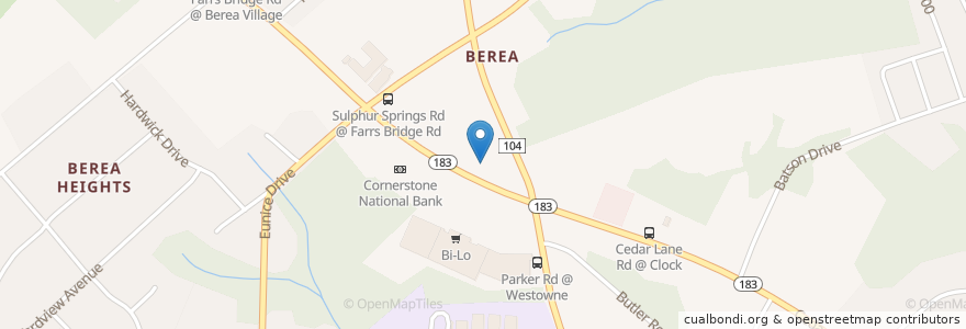 Mapa de ubicacion de Wendy's en Amerika Syarikat, Carolina Selatan, Greenville County, Berea.