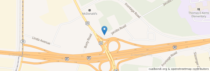 Mapa de ubicacion de Waffle House en Stati Uniti D'America, Carolina Del Sud, Greenville County, Gantt.