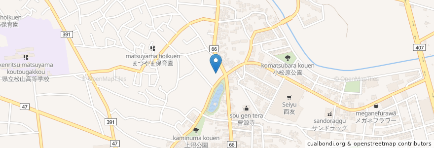 Mapa de ubicacion de 日吉神社 en 日本, 埼玉县, 東松山市.