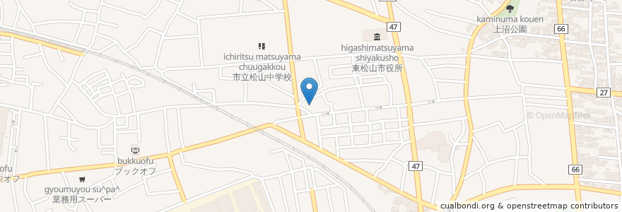 Mapa de ubicacion de 八幡神社 en Jepun, 埼玉県, 東松山市.