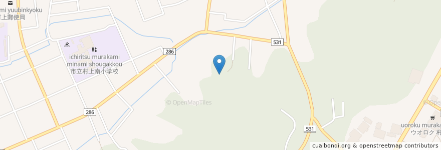 Mapa de ubicacion de 羽黒神社 en Japonya, 新潟県, 村上市.