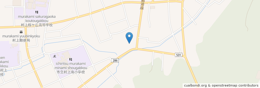 Mapa de ubicacion de 東林寺 en اليابان, 新潟県, 村上市.