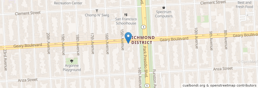 Mapa de ubicacion de Sichuan House en アメリカ合衆国, カリフォルニア州, サンフランシスコ, San Francisco.