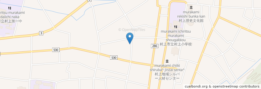 Mapa de ubicacion de 焼肉 金剛 en Jepun, 新潟県, 村上市.