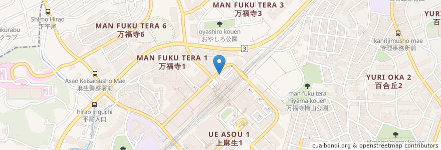 Mapa de ubicacion de おぼんdeごはん en 일본, 가나가와현, 川崎市, 아사오 구.