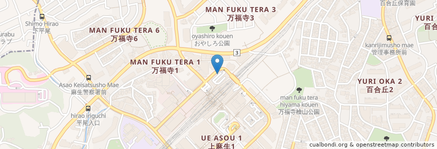 Mapa de ubicacion de Matsumoto Kiyoshi en Japan, Kanagawa Prefecture, Kawasaki, Asao Ward.