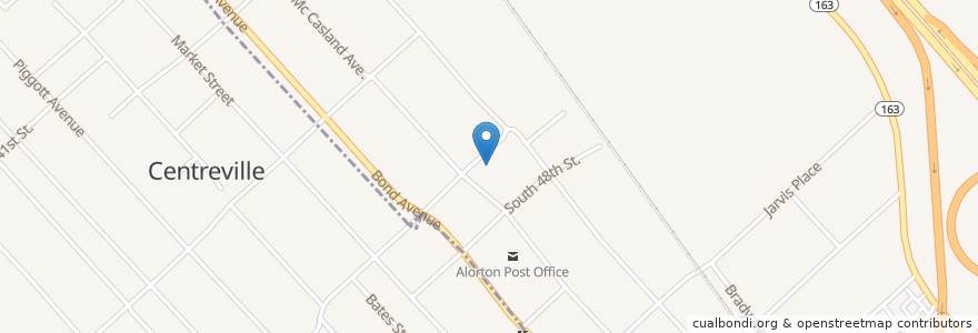 Mapa de ubicacion de Rock Hill Missionary Baptist Church en États-Unis D'Amérique, Illinois, Alorton, Centreville.