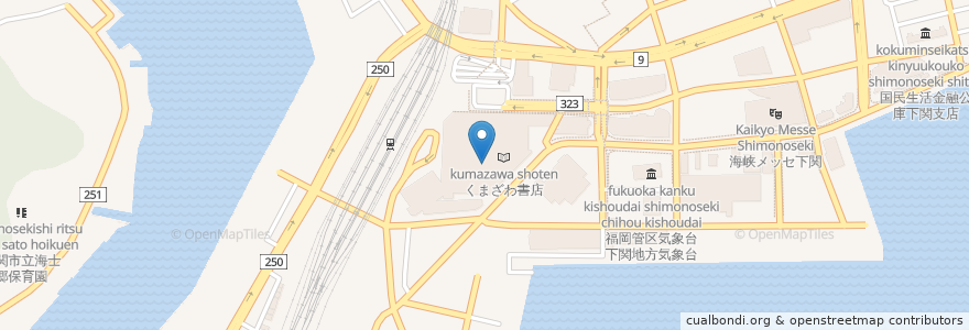 Mapa de ubicacion de サイゼリヤ en Japonya, 山口県, 下関市.