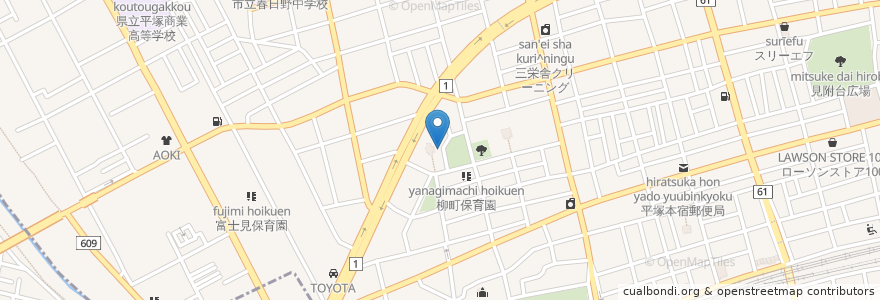 Mapa de ubicacion de 春日稲荷 en Japan, 神奈川県, 平塚市.