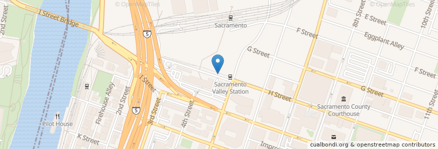 Mapa de ubicacion de Sacramento Valley Station en الولايات المتّحدة الأمريكيّة, كاليفورنيا, مقاطعة ساكرامنتو, ساكرامنتو.